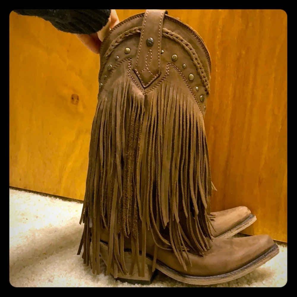 Liberty Black Vegas Fringe Boots - Pointed Toe - Picture 1 of 5